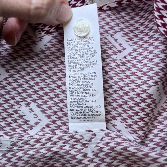 Perry Ellis SLIM FIT short sleeve button down shirt cotton maroon white mens L - Picture 7 of 12